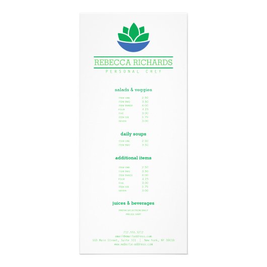 Gezonde salade Groenten Catering Menu, Flyer Reclamekaart (Voorkant)