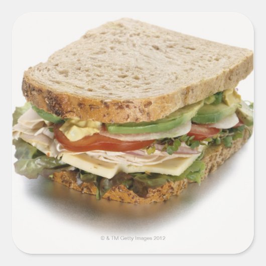 Gezonde sandwich vierkante sticker (Voorkant)