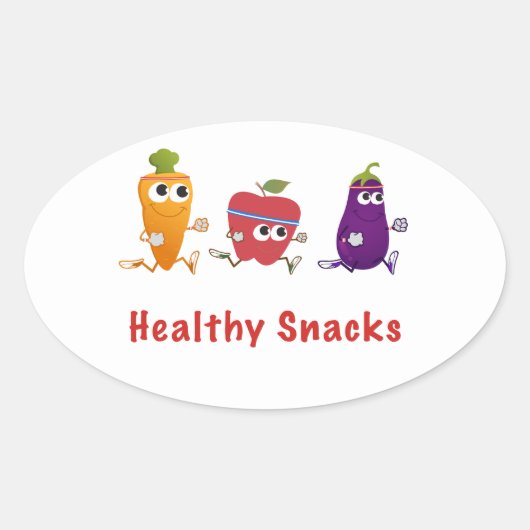 Gezonde snacks ovale sticker (Voorkant)
