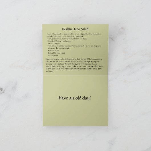 Gezonde Taco Salade Recept Note Kaart (Binnen)