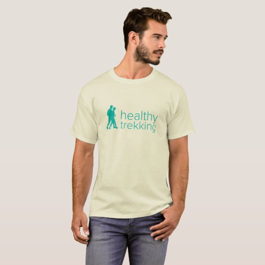 Gezonde Trekking Turquoise Borst Logo Activewear T-shirt (Voorkant volledig)