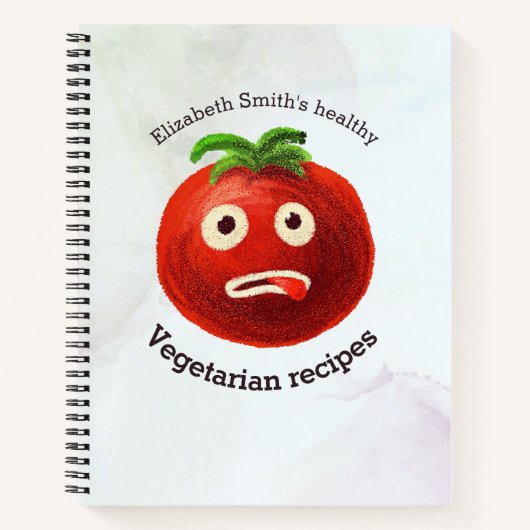 Gezonde vegetariër die de naam van Funny Tomato on Notitieboek (Voorkant)