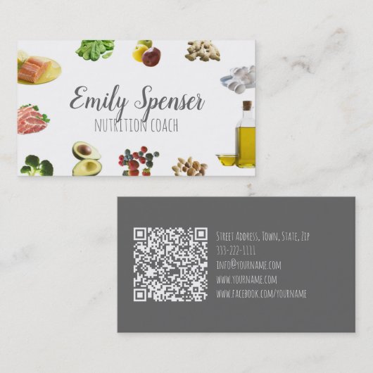 Gezonde Voeding Coach Eenvoudige Witte Kaart Visitekaartje (Voorkant / Achterkant)