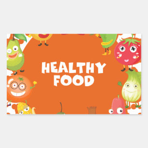 Gezonde voeding thema met fruit en groenten rechthoekige sticker