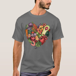 Gezonde Voedsel Hart van Groenten en Fruit T-shirt