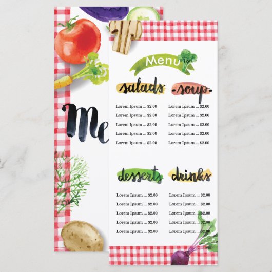 Gezonde zelfgemaakte biologische vegan menu sjablo (Voorkant / Achterkant)