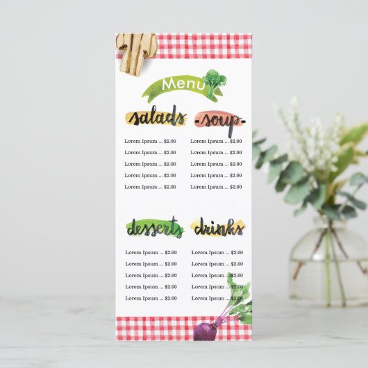 Gezonde zelfgemaakte biologische vegan menu sjablo (Staand voorkant)