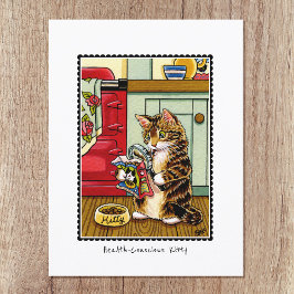 Gezondheid Bewuste Kitty Kat Grappig Custom Briefkaart