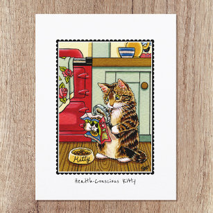 Gezondheid Bewuste Kitty Kat Grappig Custom Briefkaart