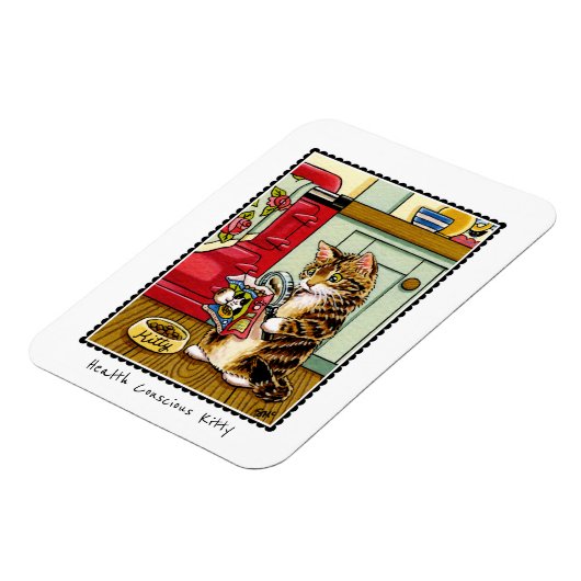 Gezondheid Bewuste Kitty Kat Grappig Custom Magneet (Linkerzijde)