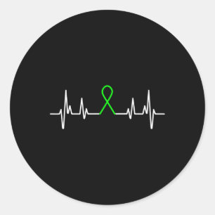 Gezondheid Bewustzijn Maand Groen Lint Hartslag Ronde Sticker
