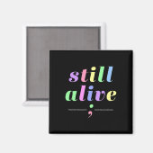 Gezondheid Bewustzijn Nog Levend Semicolon Rainbow Magneet (Voorkant / Achterkant)