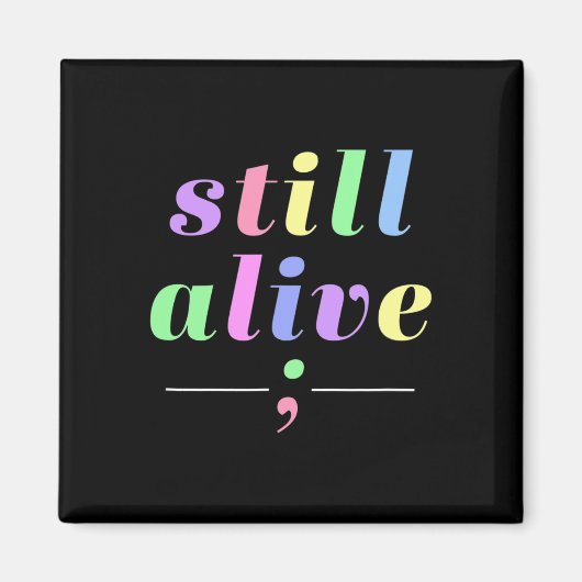 Gezondheid Bewustzijn Nog Levend Semicolon Rainbow Magneet (Voorkant)
