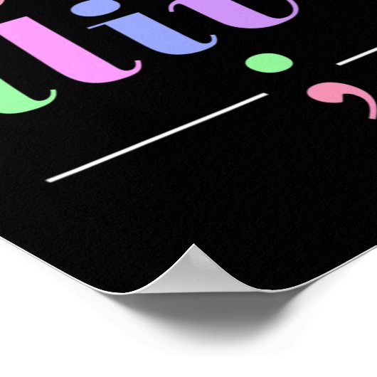 Gezondheid Bewustzijn Nog Levend Semicolon Rainbow Poster (Hoek)