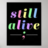 Gezondheid Bewustzijn Nog Levend Semicolon Rainbow Poster (Voorkant)