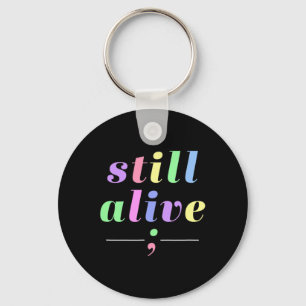 Gezondheid Bewustzijn Nog Levend Semicolon Rainbow Sleutelhanger