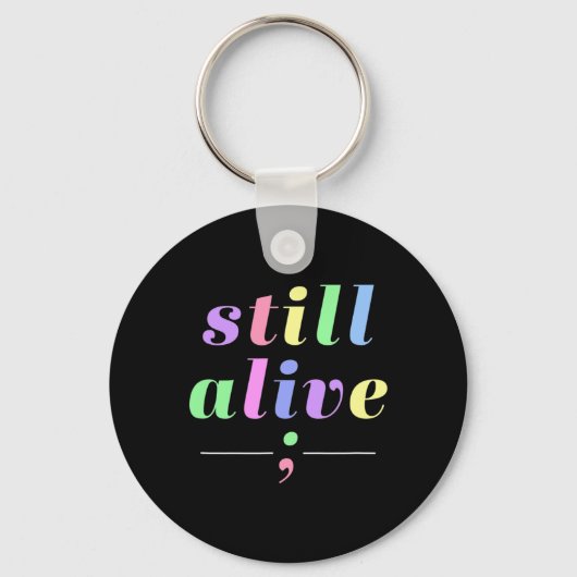 Gezondheid Bewustzijn Nog Levend Semicolon Rainbow Sleutelhanger (Voorkant)