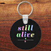 Gezondheid Bewustzijn Nog Levend Semicolon Rainbow Sleutelhanger (Voorkant)