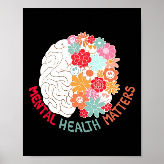 Gezondheid Bloem Hersenen Zelfmoord Bewustwording Poster (Voorkant)