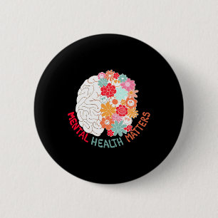 Gezondheid Bloem Hersenen Zelfmoord Bewustwording Ronde Button 5,7 Cm