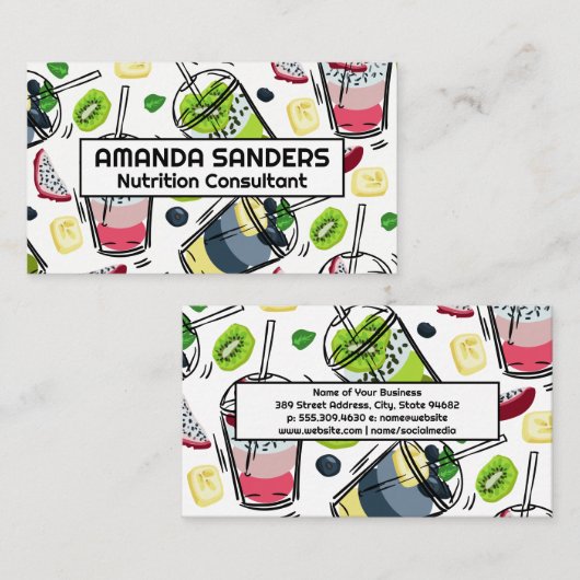 Gezondheid Drinken Illustraties Achtergrond Visitekaartje (Voorkant / Achterkant)