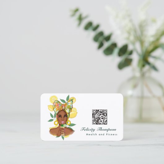Gezondheid en fitness Dame QR Code Visitekaartje (Staand voorkant)