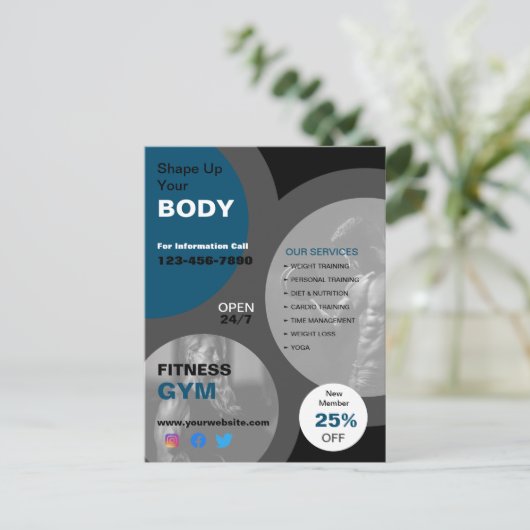 Gezondheid en fitness Gym Business Briefkaart (Staand voorkant)
