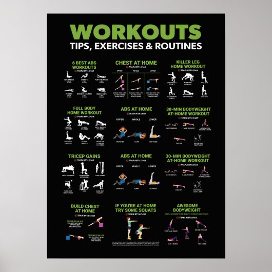 Gezondheid en fitness Infografisch - Diet en oefen Poster (Voorkant)