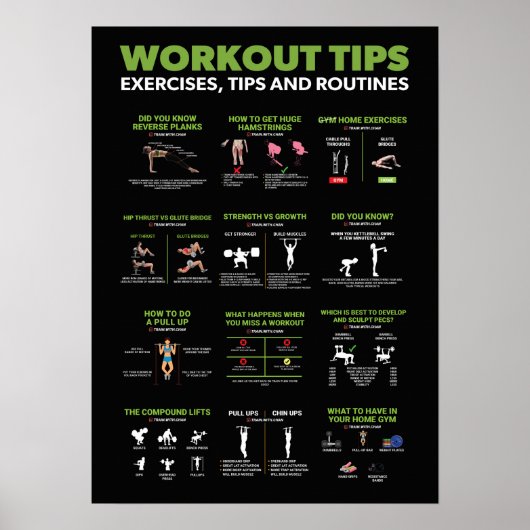 Gezondheid en fitness Infografisch - Diet en oefen Poster (Voorkant)