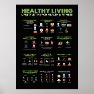Gezondheid en fitness Infografisch - Diet en oefen Poster
