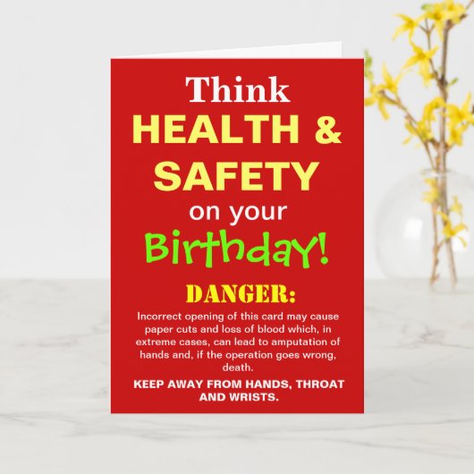 Gezondheid en veiligheid Grappige verjaardag grap Kaart (Gele Bloem)