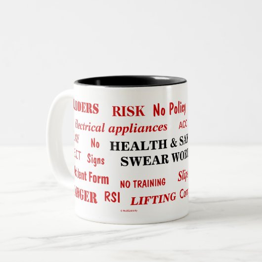 Gezondheid en veiligheid scheldwoorden Pet Peeves Tweekleurige Koffiemok (Voorkant links)