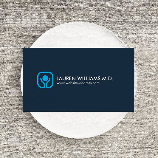 Gezondheid en Wellness Logo op Donkerblauw Visitekaartje