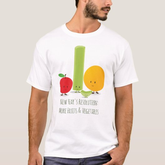Gezondheid eten nieuwjaarsresolutie t-shirt (Voorkant)