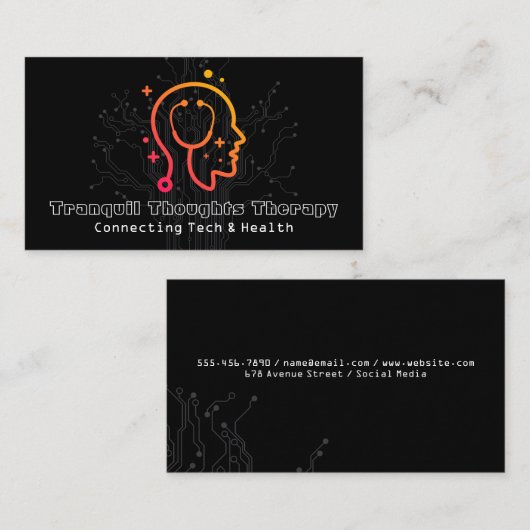 Gezondheid geest Logo | Computertechnologie | prog Visitekaartje (Voorkant / Achterkant)