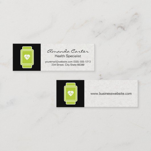 Gezondheid | Groene hartfrequentie Mini Visitekaartje (Voorkant / Achterkant)