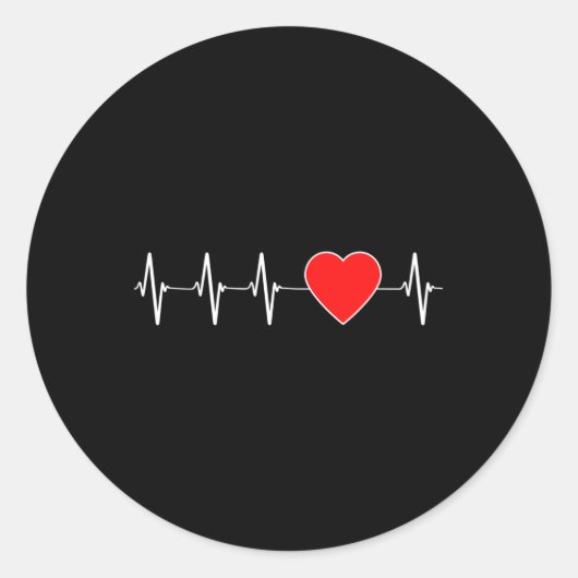 Gezondheid Hartslag ECG Red Heart Disease Awarenes Ronde Sticker (Voorkant)