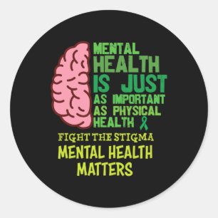 Gezondheid is net zo belangrijk als fysieke mental ronde sticker