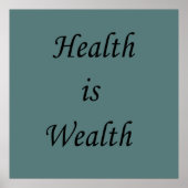 Gezondheid is rijkdom motivatie positieve uitsprak poster (Voorkant)