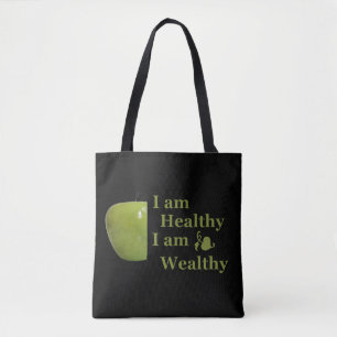 Gezondheid is rijkdom motivatie positieve uitsprak tote bag