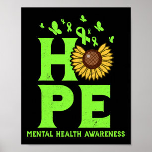 Gezondheid Lime Green Hope Zonnebloembewustzijn Poster