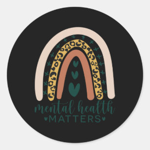 Gezondheid Matters Luipaard Print Boho Rainbow Awa Ronde Sticker
