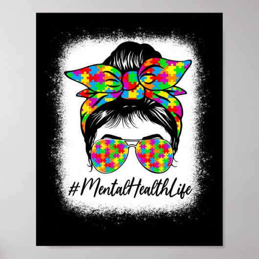 Gezondheid Messy Bun Vrouwen Ondersteuning Autisme Poster (Voorkant)