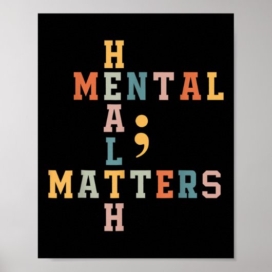 Gezondheid Problemen Awareness Semicolon Jongens M Poster (Voorkant)