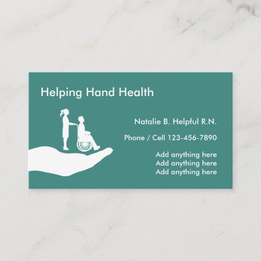 Gezondheid van verpleegsters thuis visitekaartje (Voorkant)