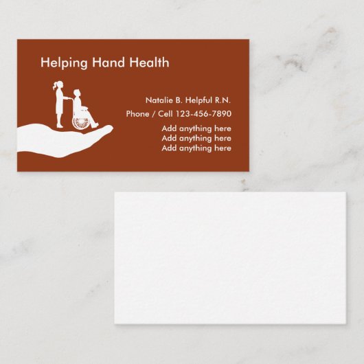 Gezondheid van verpleegsters visitekaartje (Voorkant / Achterkant)