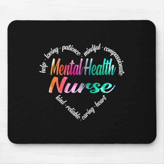 Gezondheid Verpleegster Hart Woord Cloud Waterverf Muismat (Voorkant)