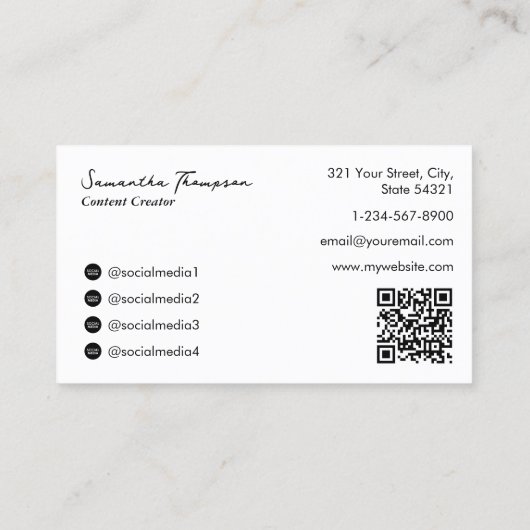 Gezondheid Wellness Blogger Content Creator Volled Visitekaartje (Achterkant)