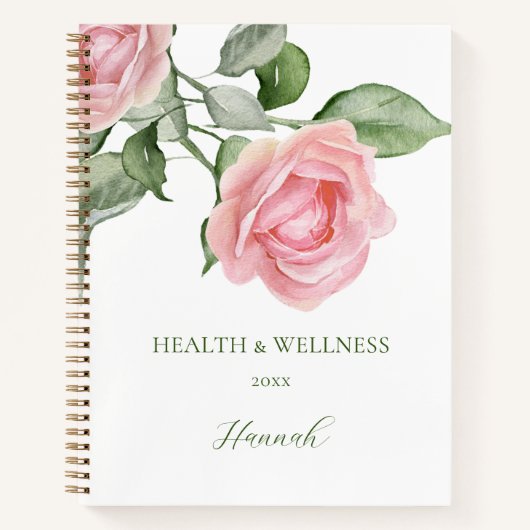 Gezondheid & Wellness Dagboek Roze Rozen Personali Notitieboek (Voorkant)