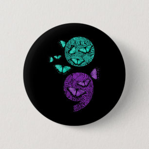 Gezondheid Zelfmoord Bewustzijn Semicolon Vlinders Ronde Button 5,7 Cm